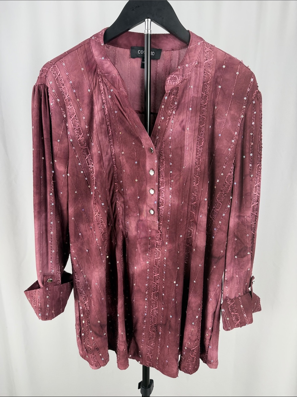 Cocomo Dusty Rose Sequin-Accent Satin Tunic